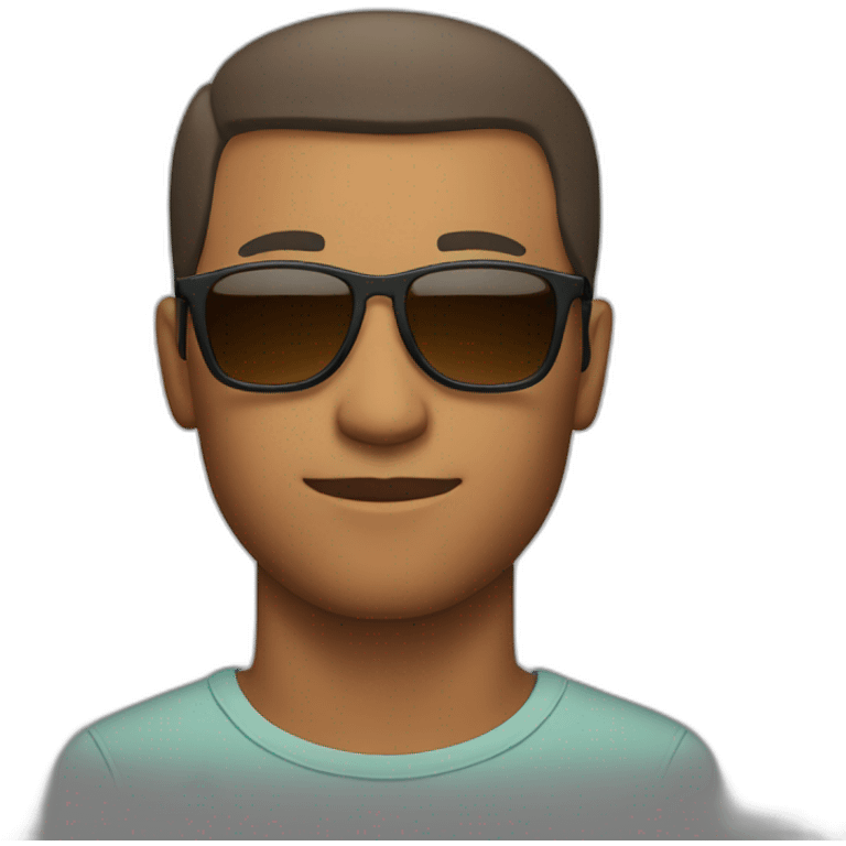 A brown masculine man bald with short beard and sun glass emoji