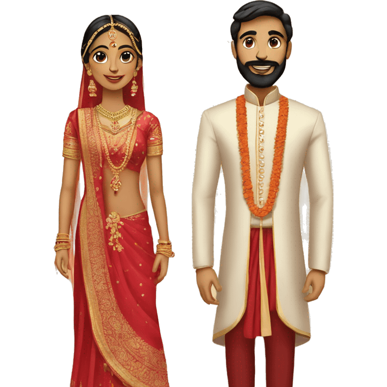 fair indian bride and tall groom with beard emoji