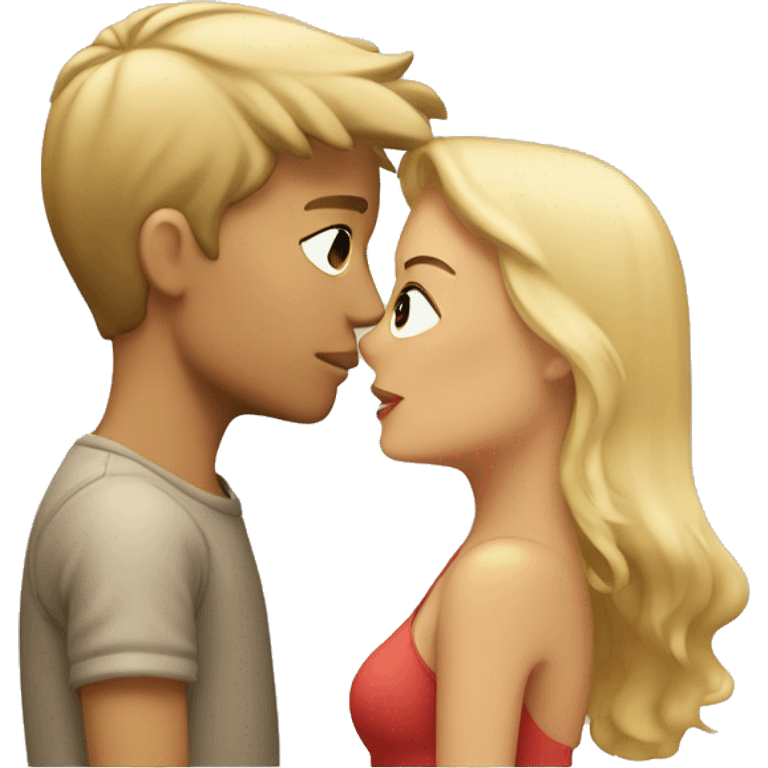 blonde boy and tan girl kissing  emoji