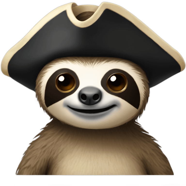 Sloth wearing a pirate hat and eyepatch emoji