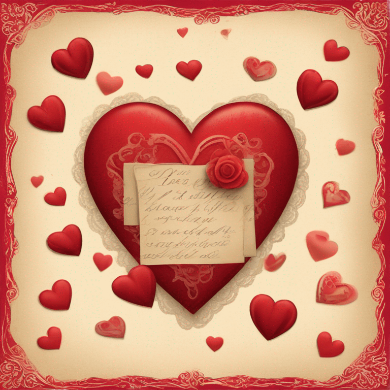 vintage valentine’s day card red emoji