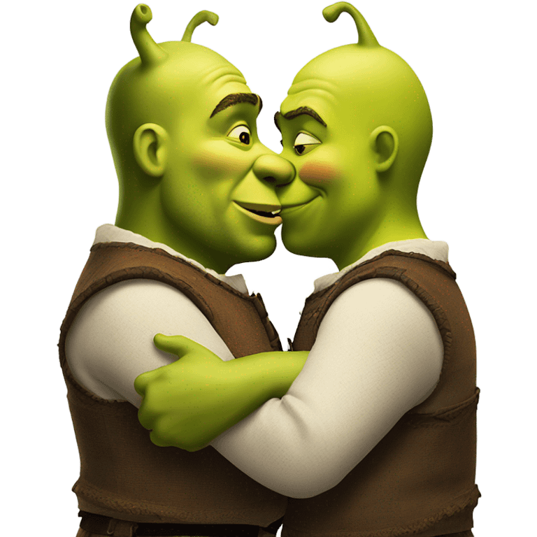 Shrek kissing another man emoji