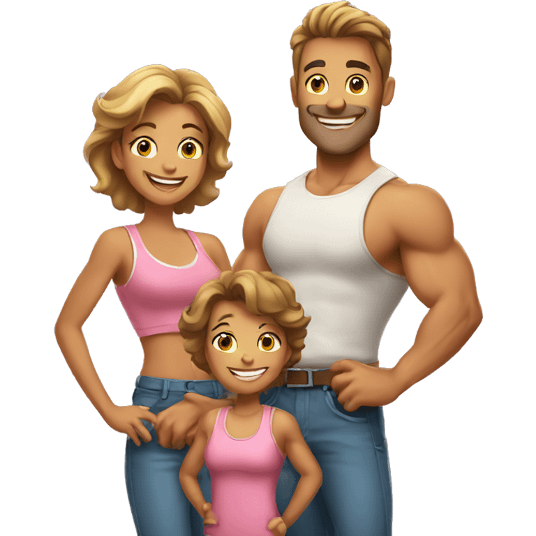 happy muscular family emoji