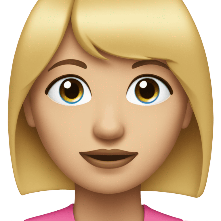 a pink coin that’s all pink but it has a blond woman with bangs on the coin and she has blue eyes and big lips  emoji