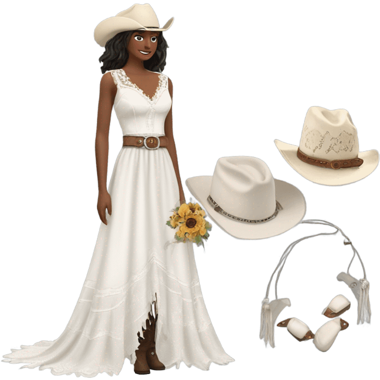 Cowgirl wedding dress emoji