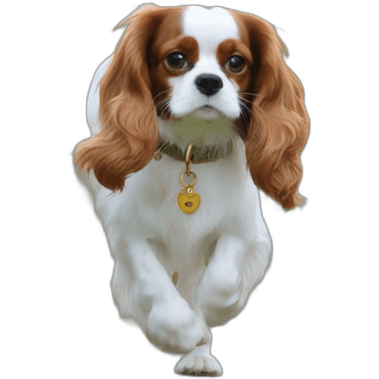 King Charles Cavalier blenhiem dog walking emoji