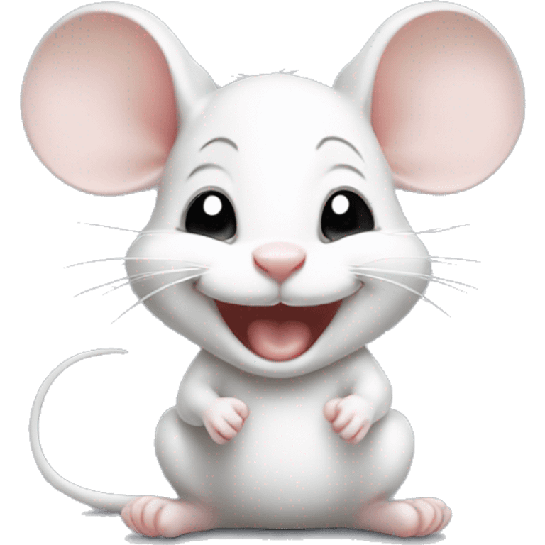 Cute silly white baby mouse laughing emoji