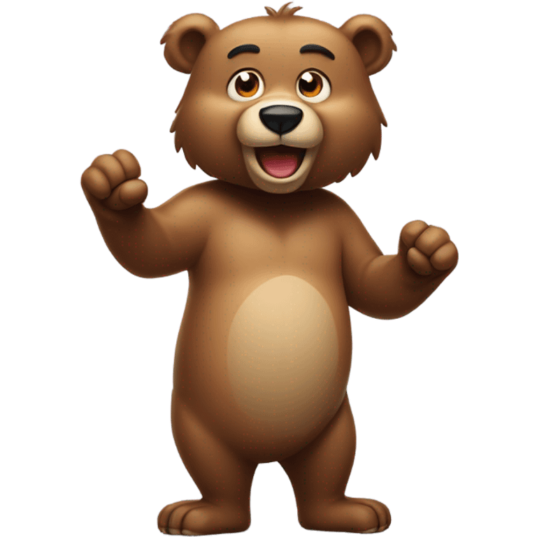 Funny pointing finger touching bear emoji