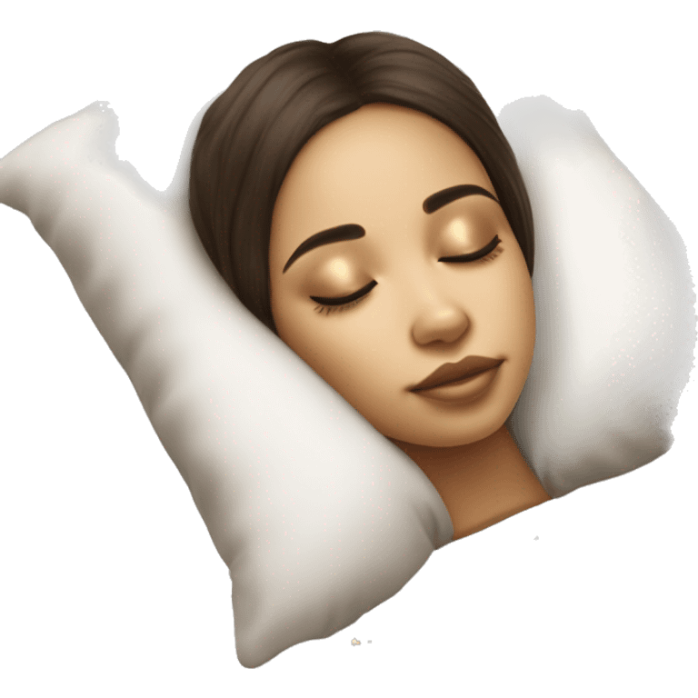 pretty light skinned brunette girl sleeping with gold eye gels under her closed eyes soft textures no background emoji