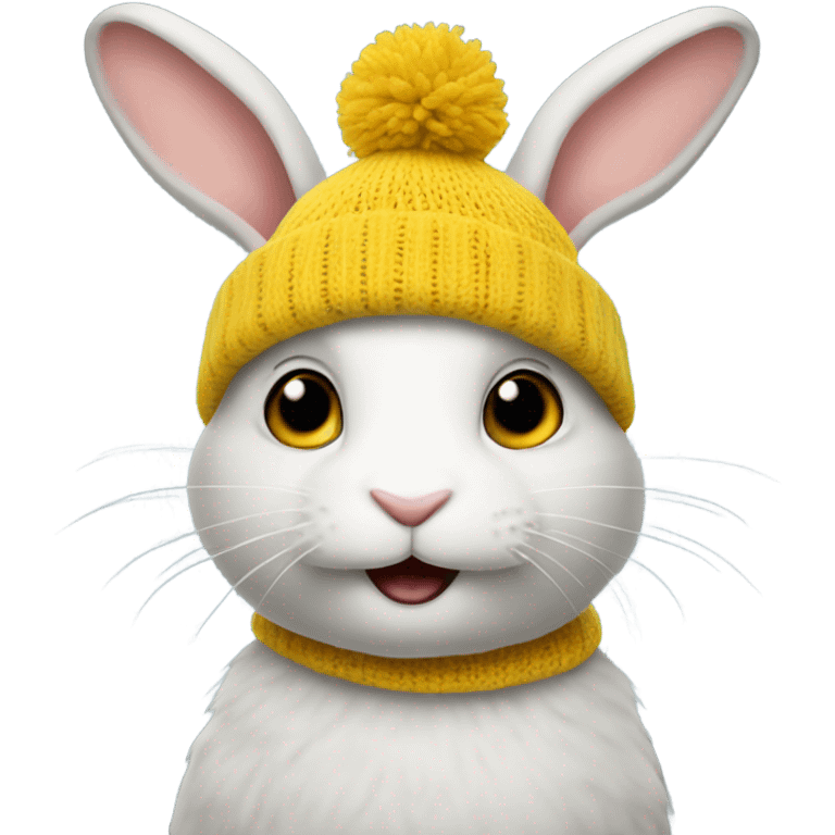 Rabbit with a yellow knit hat emoji