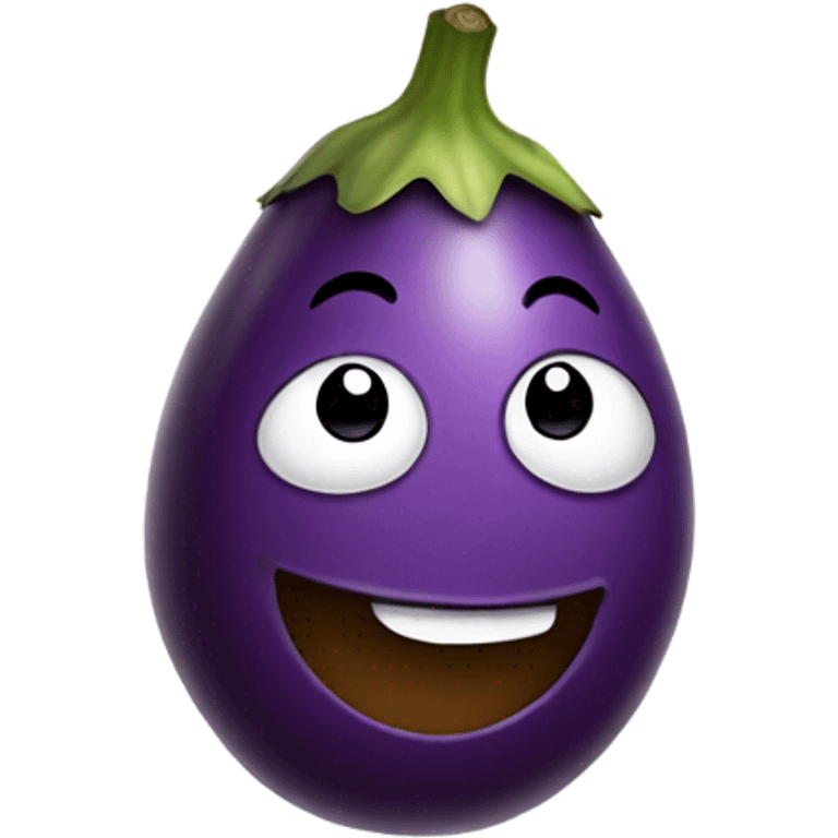 Smiling emoji with eggplant in mouth emoji