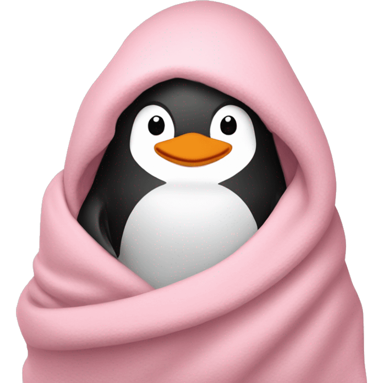 Cozy penguin in light pink blanket  emoji