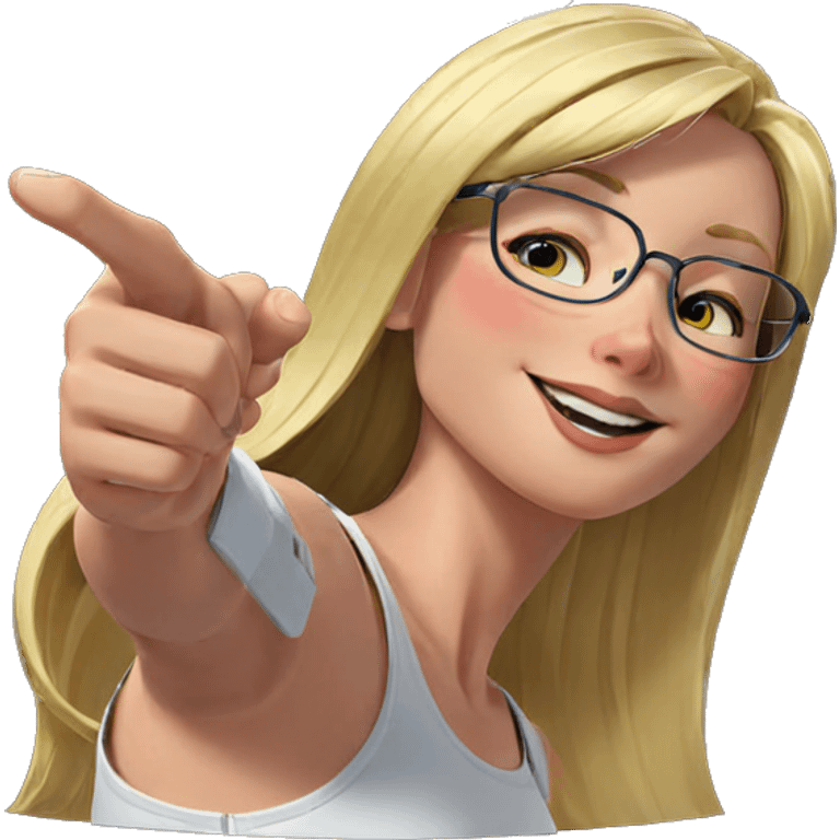 blonde girl with glasses smiling emoji