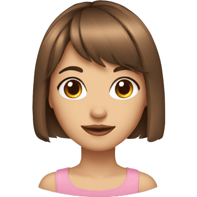 girl short brown hair with bang emoji