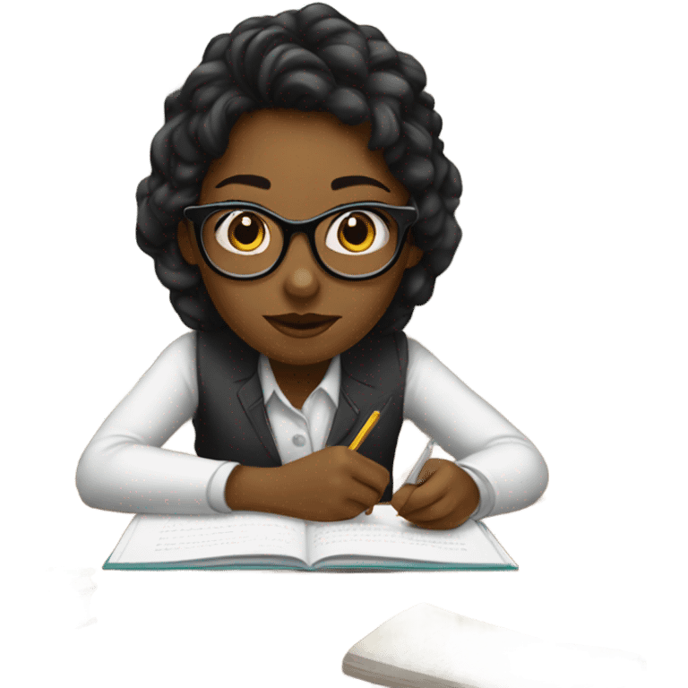 Girl with glasses studying  emoji