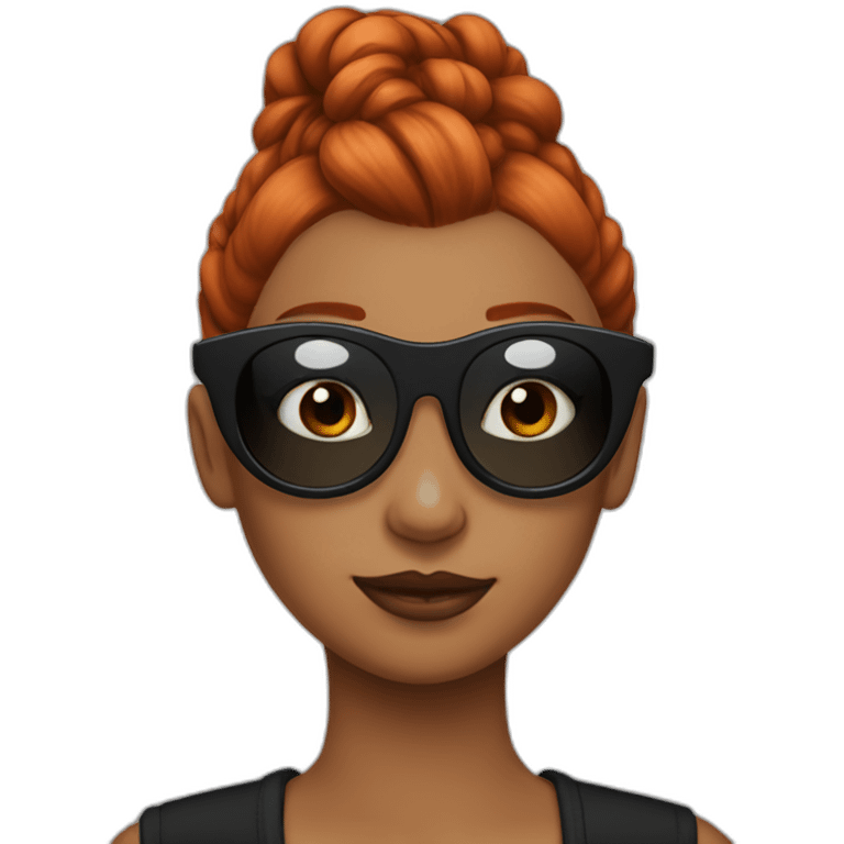 Bad Redhead girl bun Sun glass bun wearing black with cockatiel emoji