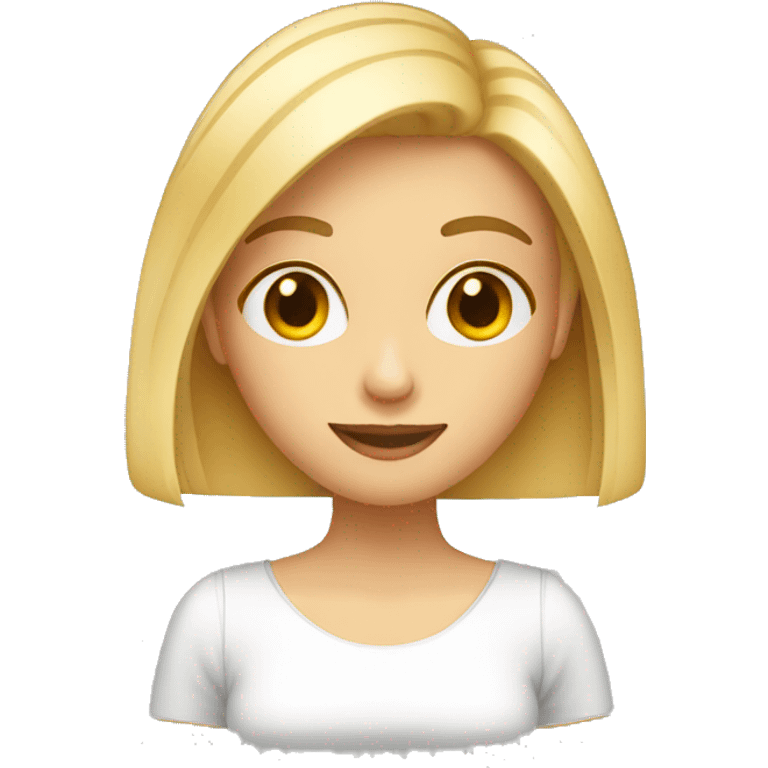 blond straight medium length hair thin woman holding book emoji