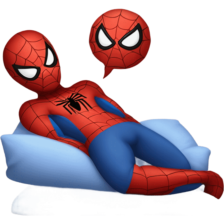 cute spiderman sleeping bed  emoji