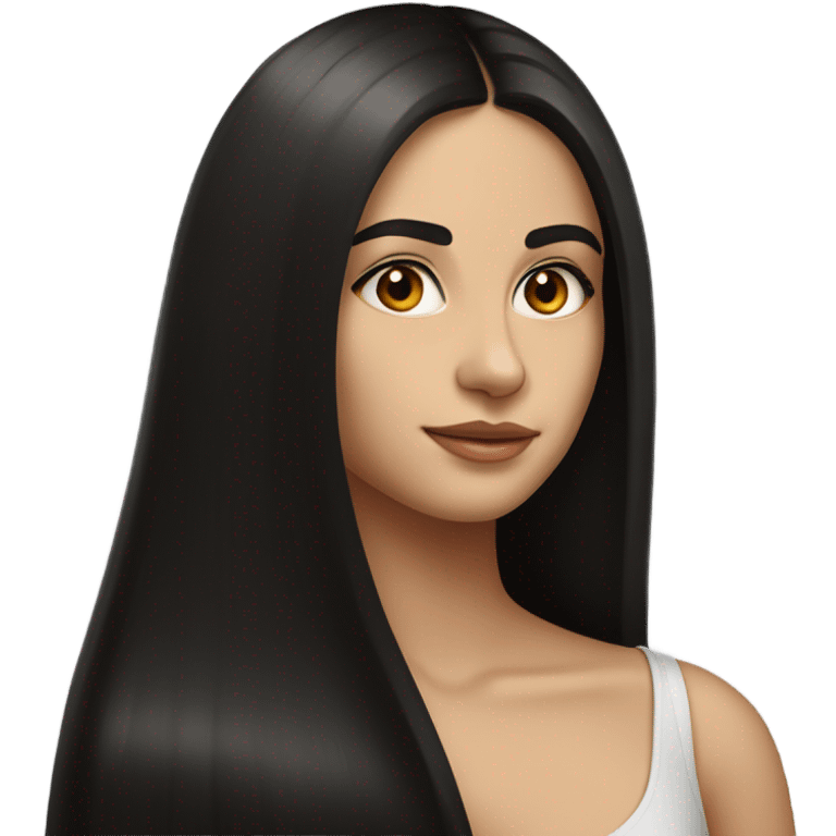 Hyper Realistic Beautiful Spanish girl brown eyes straight very long dark black hair  emoji