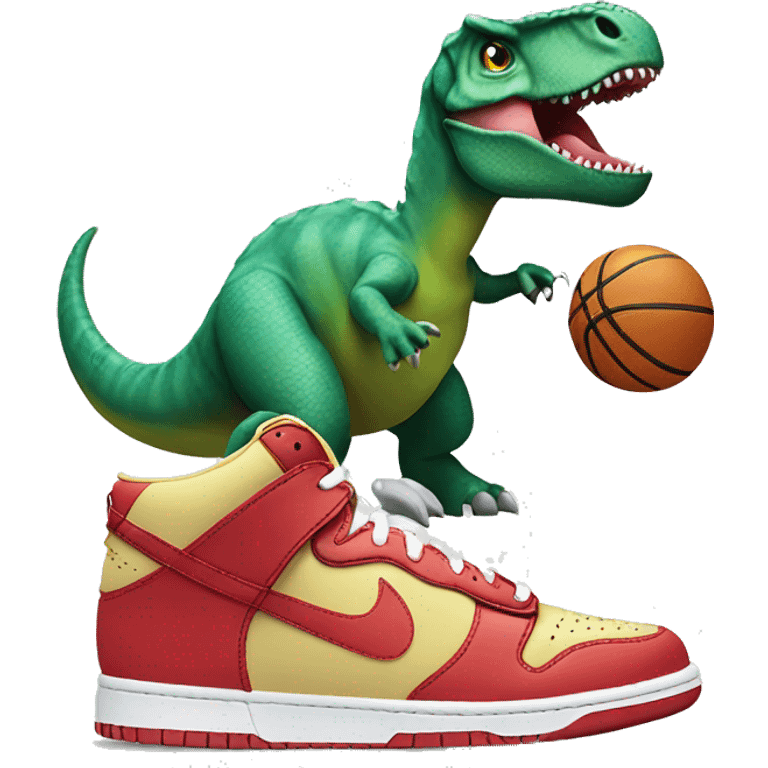 Dinosaur wearing Nike dunk shoes emoji