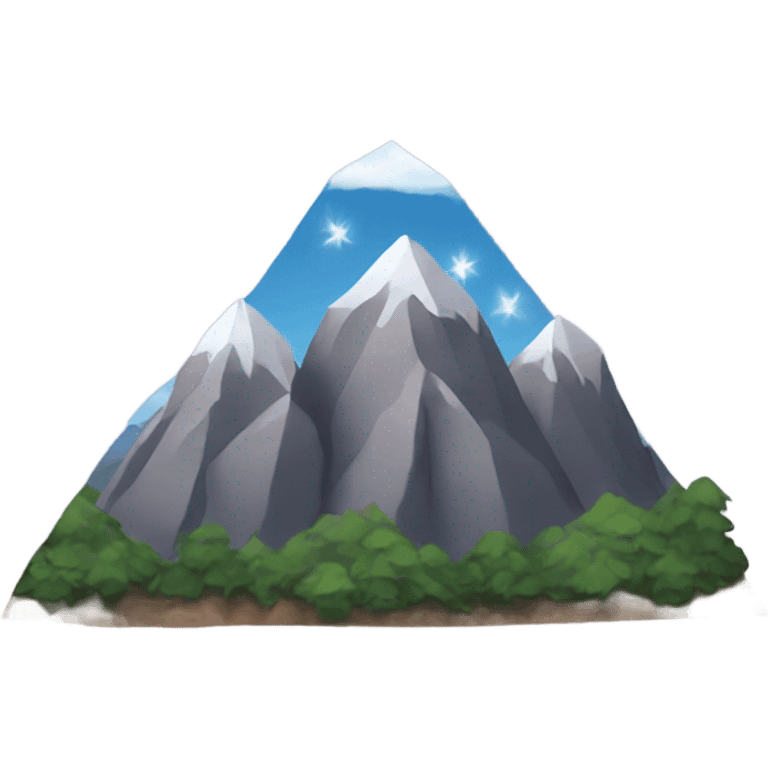 Three point mountain with three stars above emoji