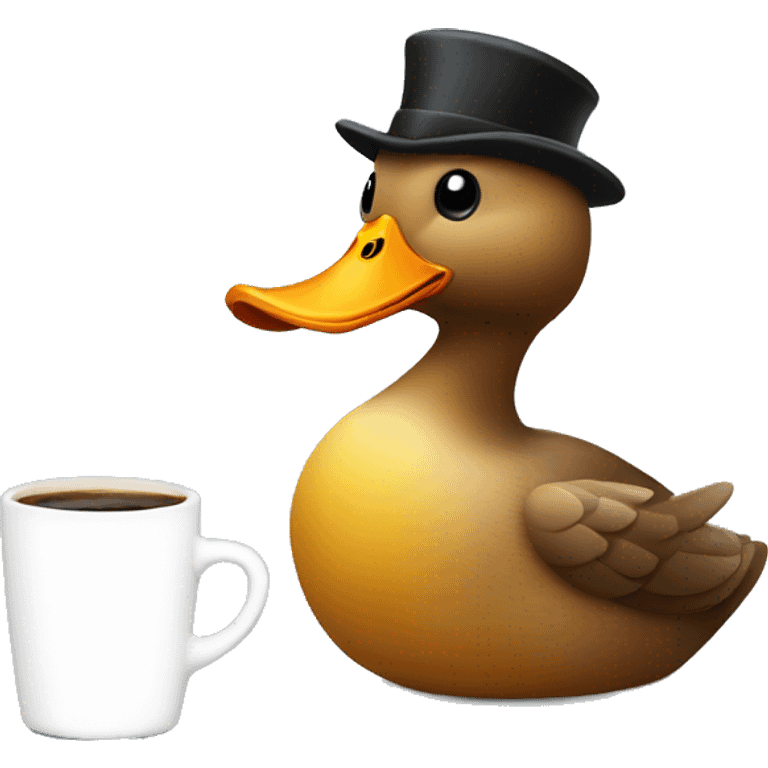 a duck drinking a coffee  emoji