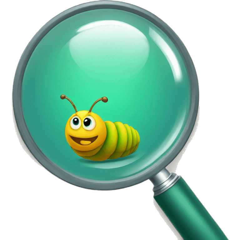 caterpillar under a big magnifying glass emoji