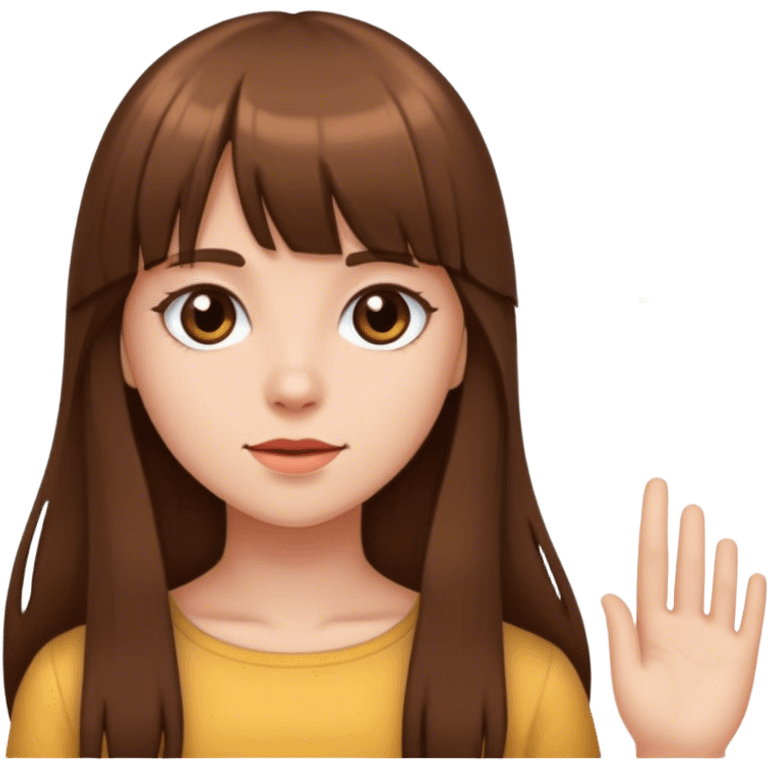 a girl with long brown hair and bangs emoji