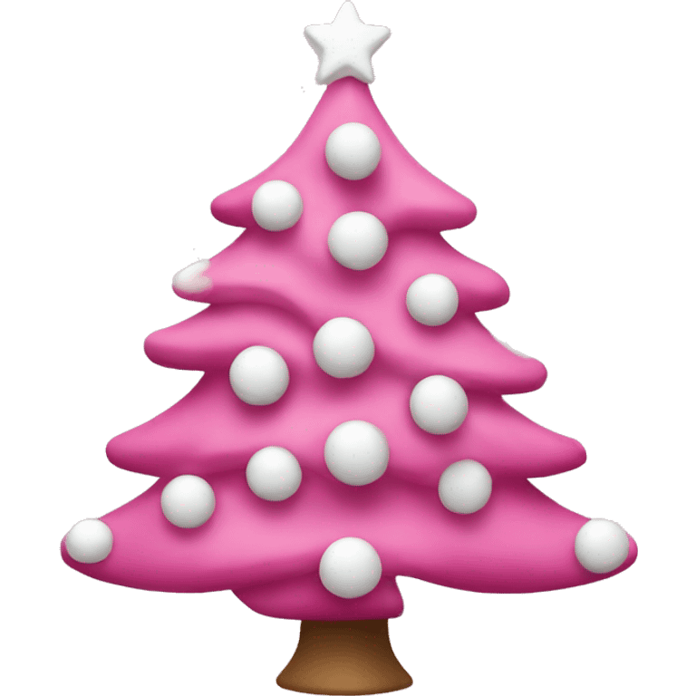 Pink christmas tree with white decorations emoji