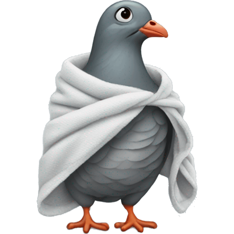 Pigeon wrapped in blankie emoji