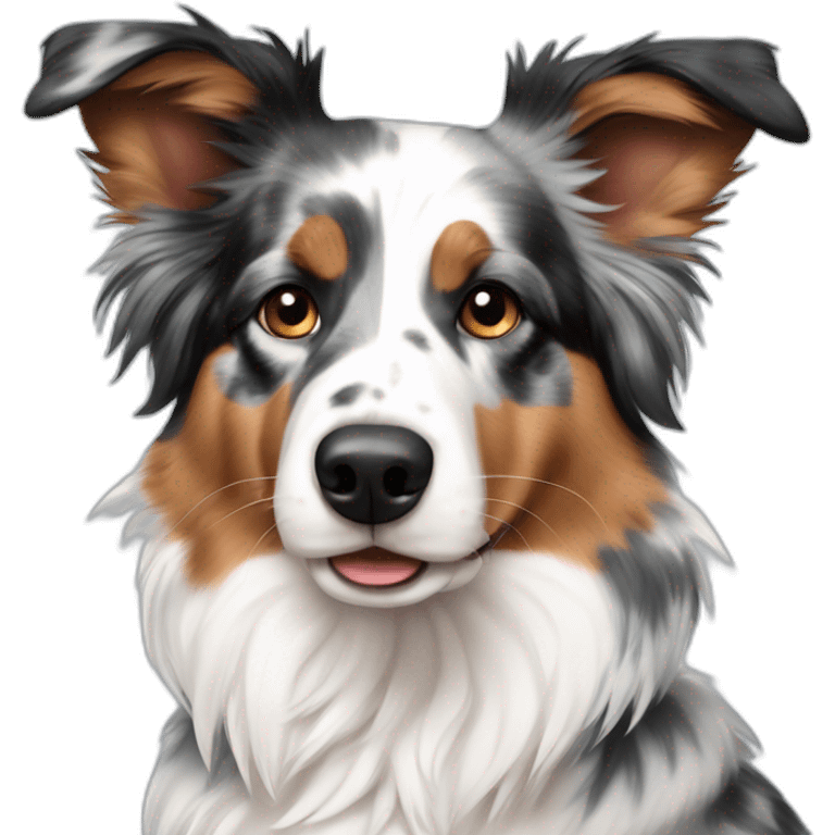 Blue merle aussie and red bi aussie together emoji