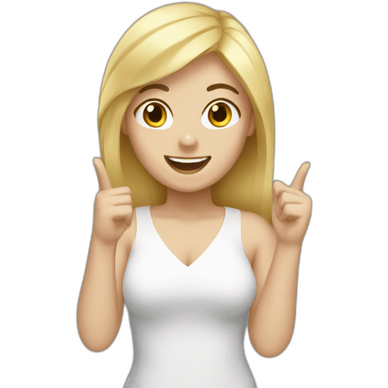 black hair white woman celebrating with blond hair white woman emoji