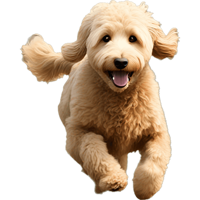 Golden doodle running through a field  emoji