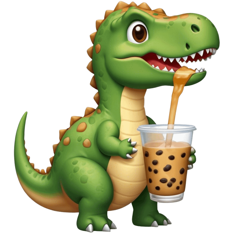 dinosaur with boba emoji