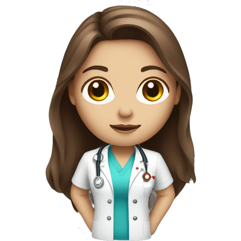 Nurse injector with long brown hair fair skin emoji