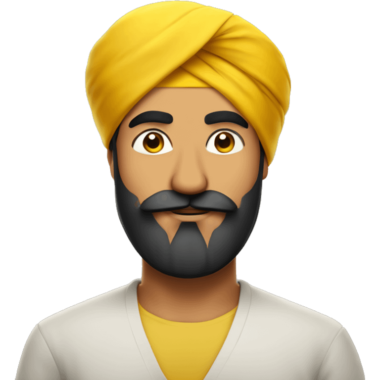 Punjabi guy in yellow turban, with beard and rounded moustache, only face emoji