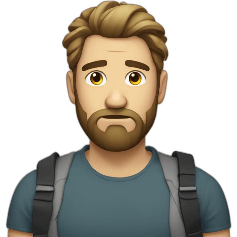 sad and depressed bearded IT guy with a ponytail emoji