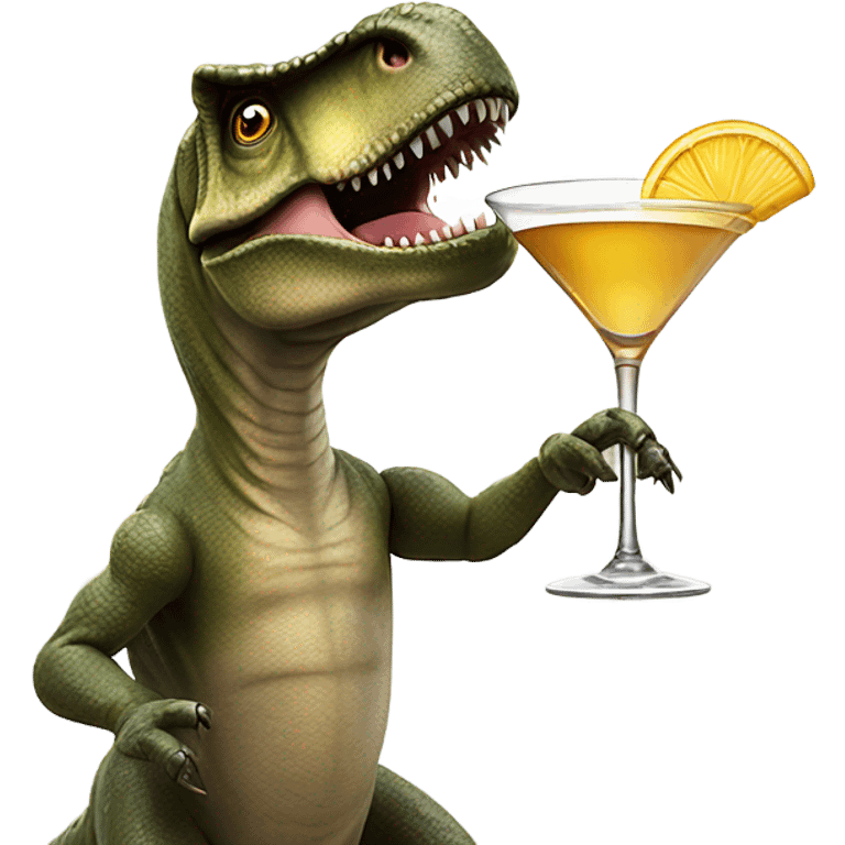 T-Rex drinking a martini  emoji