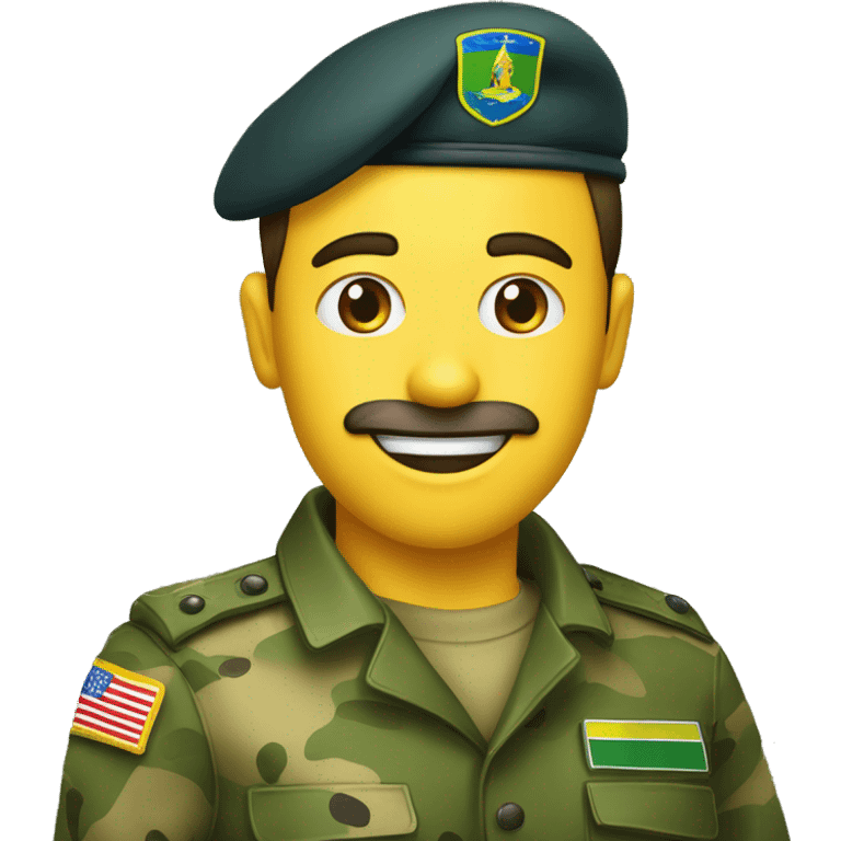 crie um emoji de um militar do exercito brasileiro com o camuflado típico emoji