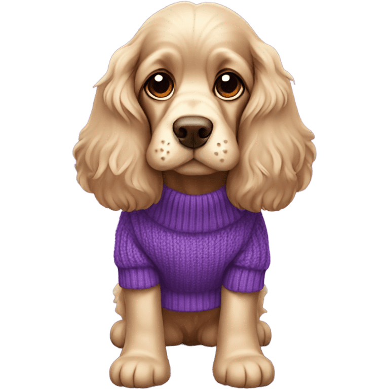 Cocker spaniel in purple sweater emoji