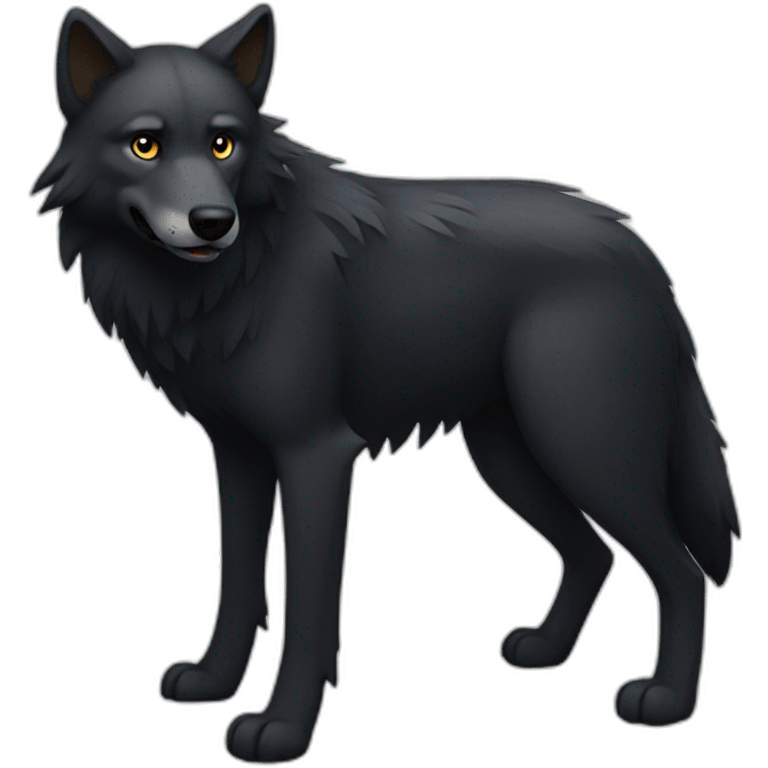 Full body black wolf emoji