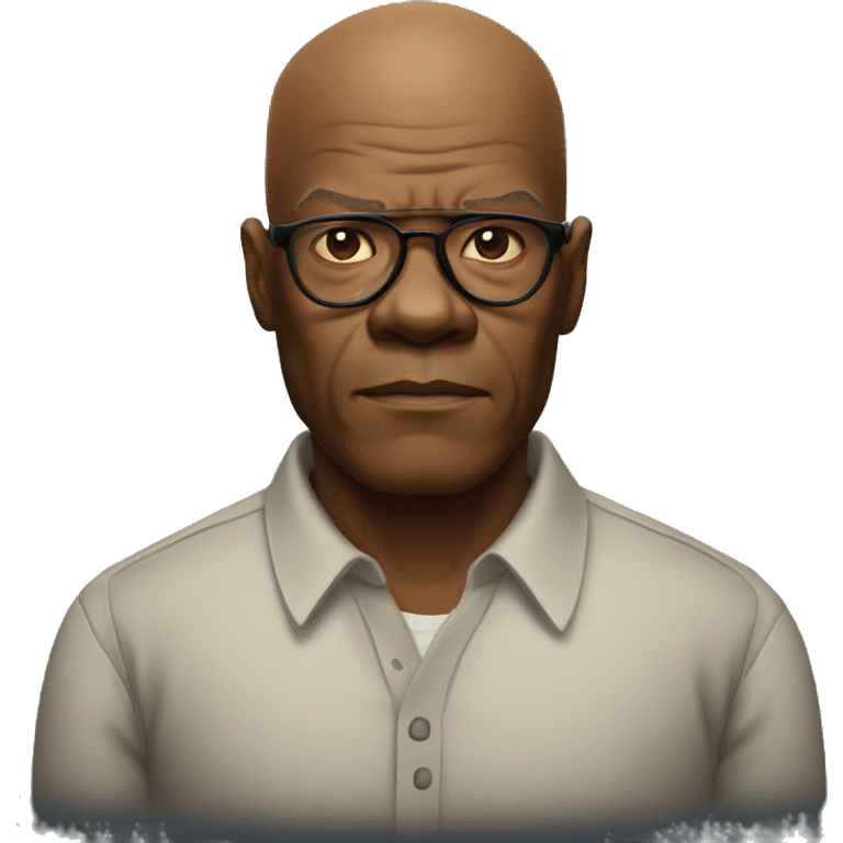 bald samuel l jackson serious wearing shirt emoji