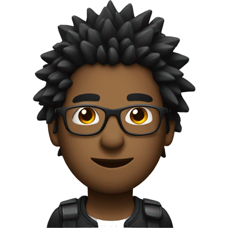 black main with glasses and spikey hair standing sideways to the right  emoji