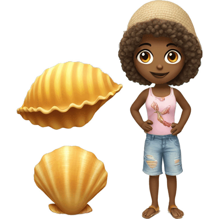 beach girl with shell emoji