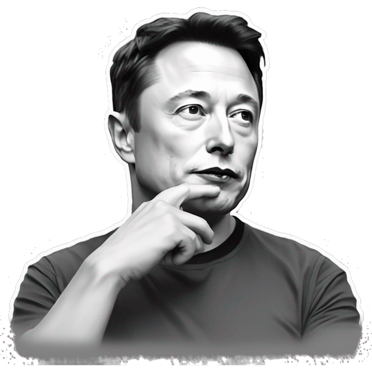 Anime Elon Musk thinking, hand on chin, deep in thought. emoji