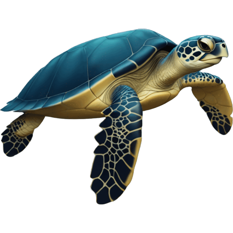 Swimming dark blue sea turtle emoji