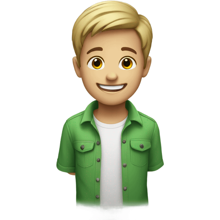 smiling boy in green shirt emoji