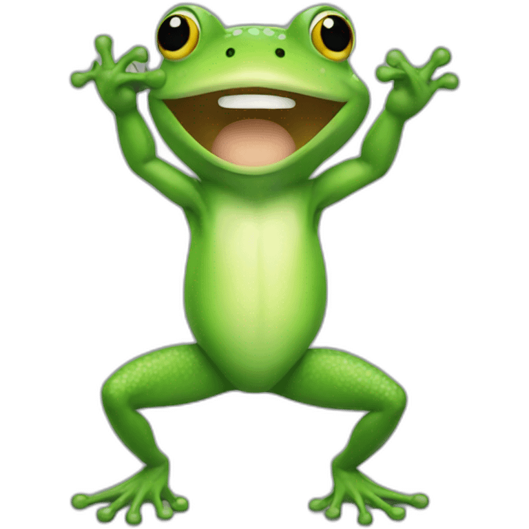 Frog flexing emoji