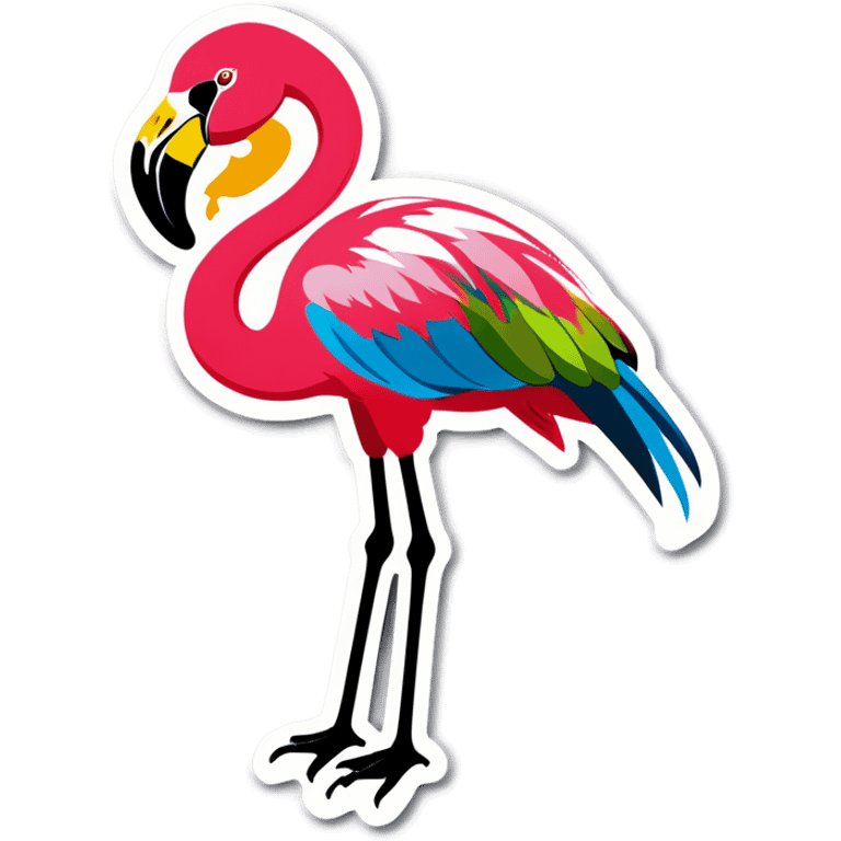 A flamingo with a parrot head emoji