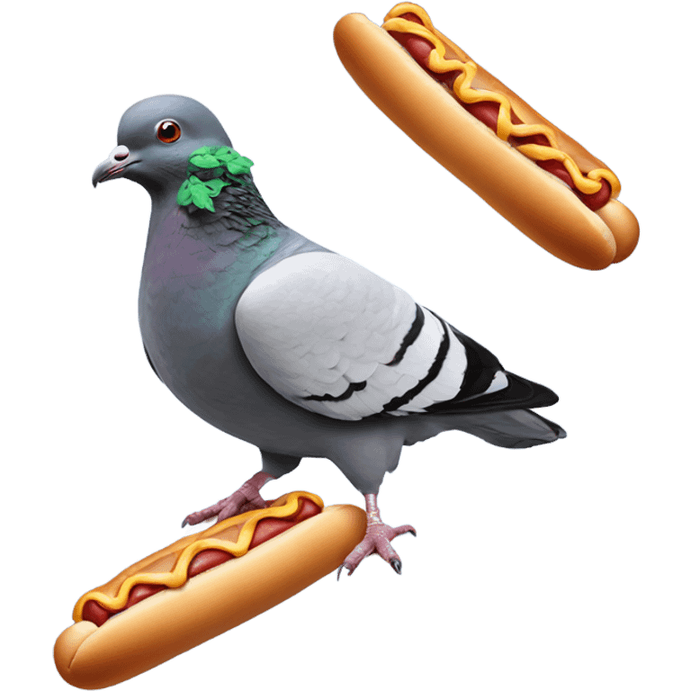 Pigeon with cubs hat and a hotdog emoji